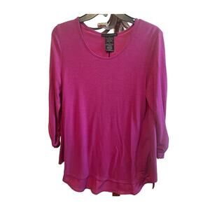 Grace Elements Pink Top with 3/4 Ruched Sleeves and Tulip Back‎ Size Medium